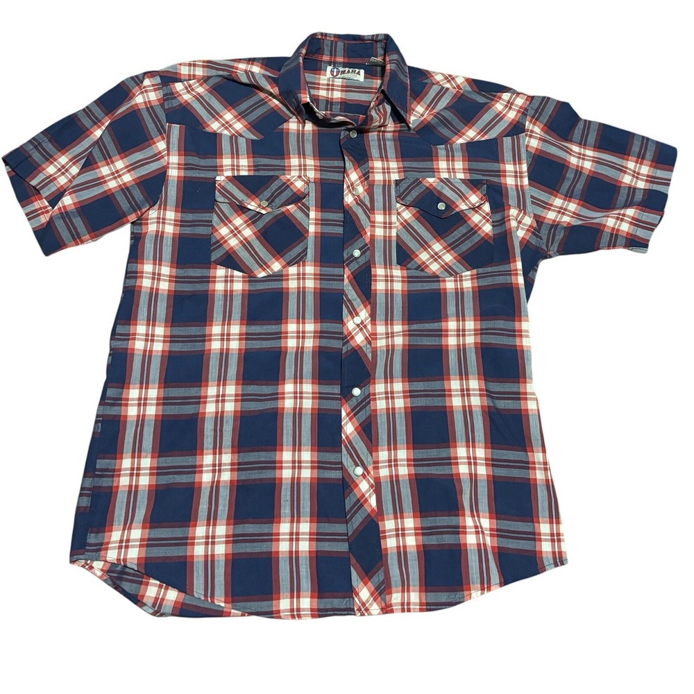 Omaha Jean Co Shirt Mens Large Vintage Pearl‎ Snap Americana